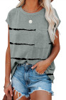 Womens Ombre Tie-dye Cap Sleeve T-Shirt with Pocket