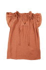 Ladies Tiered Ruffled Drawstring V Neck Blouse Top