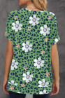 Floral T-shirt Womens Leopard Pattern Tee Tops