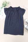 Ladies Tiered Ruffled Drawstring V Neck Blouse Top