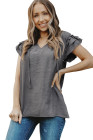 Ladies Tiered Ruffled Drawstring V Neck Blouse Top