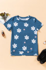 Floral T-shirt Womens Leopard Pattern Tee Tops