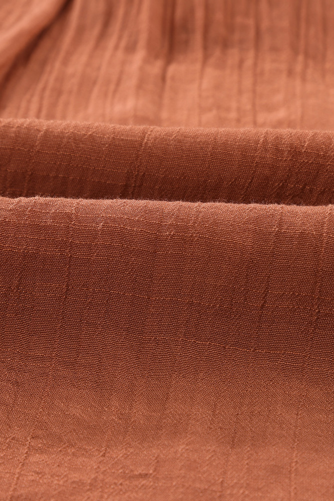 Ladies Tiered Ruffled Drawstring V Neck Blouse Top