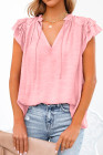 Ladies Tiered Ruffled Drawstring V Neck Blouse Top