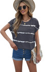 Womens Ombre Tie-dye Cap Sleeve T-Shirt with Pocket