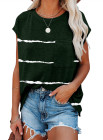 Womens Ombre Tie-dye Cap Sleeve T-Shirt with Pocket
