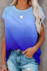 Womens Ombre Tie-dye Cap Sleeve T-Shirt with Pocket
