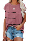 Womens Ombre Tie-dye Cap Sleeve T-Shirt with Pocket