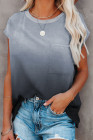 Womens Ombre Tie-dye Cap Sleeve T-Shirt with Pocket