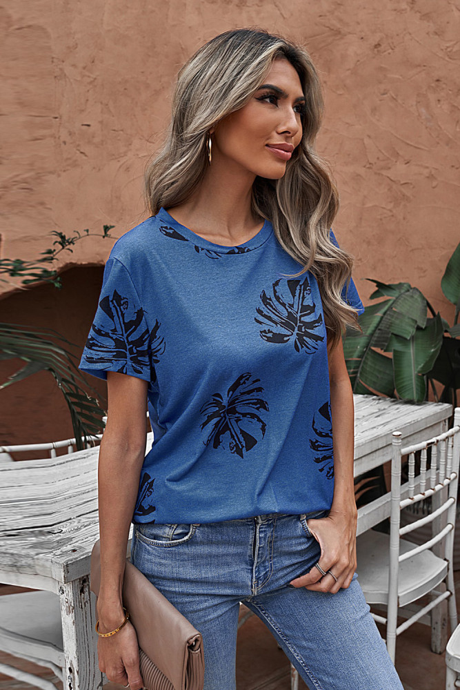 Crewneck Tee Dandelion Print Graphic Loose Casual T-Shirt