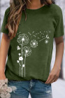 Crewneck Tee Dandelion Print Graphic Loose Casual T-Shirt