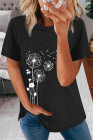Crewneck Tee Dandelion Print Graphic Loose Casual T-Shirt