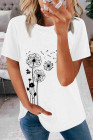 Crewneck Tee Dandelion Print Graphic Loose Casual T-Shirt