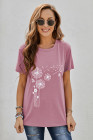 Crewneck Tee Dandelion Print Graphic Loose Casual T-Shirt