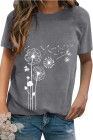 Crewneck Tee Dandelion Print Graphic Loose Casual T-Shirt