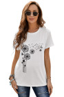 Crewneck Tee Dandelion Print Graphic Loose Casual T-Shirt