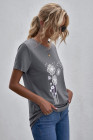 Crewneck Tee Dandelion Print Graphic Loose Casual T-Shirt