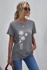 Crewneck Tee Dandelion Print Graphic Loose Casual T-Shirt