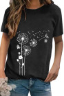 Crewneck Tee Dandelion Print Graphic Loose Casual T-Shirt