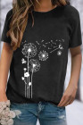Crewneck Tee Dandelion Print Graphic Loose Casual T-Shirt