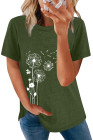 Crewneck Tee Dandelion Print Graphic Loose Casual T-Shirt