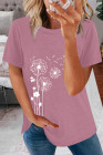 Crewneck Tee Dandelion Print Graphic Loose Casual T-Shirt