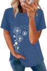 Crewneck Tee Dandelion Print Graphic Loose Casual T-Shirt