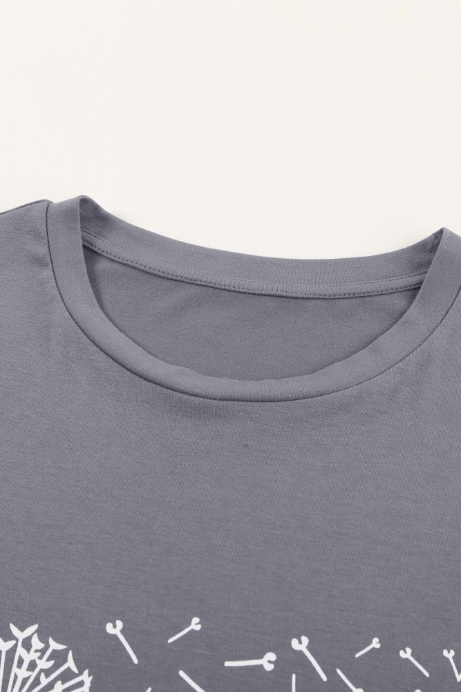 Crewneck Tee Dandelion Print Graphic Loose Casual T-Shirt