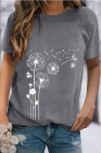 Crewneck Tee Dandelion Print Graphic Loose Casual T-Shirt