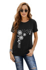 Crewneck Tee Dandelion Print Graphic Loose Casual T-Shirt