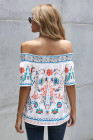 Summer Loose Button Down Floral Print Off Shoulder Short Sleeve Top