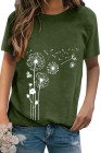 Crewneck Tee Dandelion Print Graphic Loose Casual T-Shirt