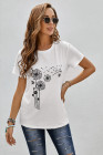 Crewneck Tee Dandelion Print Graphic Loose Casual T-Shirt