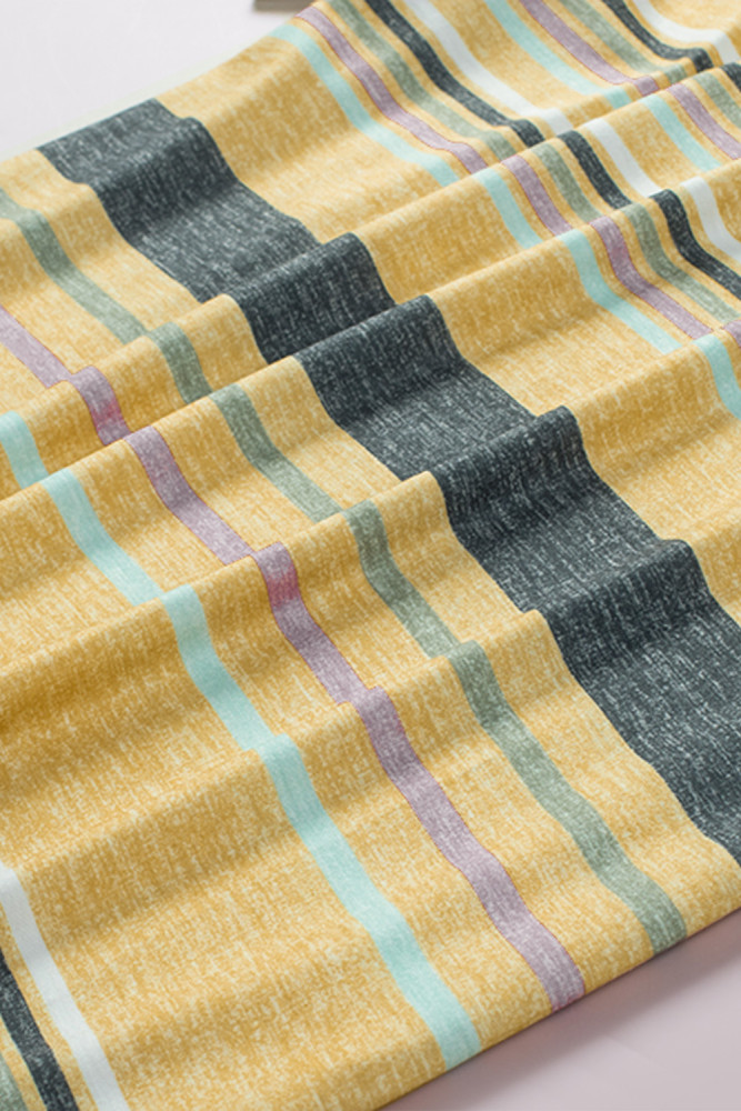 Womens Multicolor Stripes Crew Neck T Shirt Top