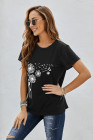 Crewneck Tee Dandelion Print Graphic Loose Casual T-Shirt