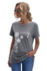 Crewneck Tee Dandelion Print Graphic Loose Casual T-Shirt