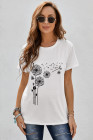 Crewneck Tee Dandelion Print Graphic Loose Casual T-Shirt