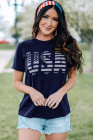 Womens USA Graphic Tee American Flag Graphic Print Tee Shirts Top