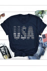 Womens USA Graphic Tee American Flag Graphic Print Tee Shirts Top