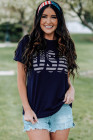 Womens USA Graphic Tee American Flag Graphic Print Tee Shirts Top