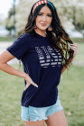 Womens USA Graphic Tee American Flag Graphic Print Tee Shirts Top