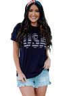 Womens USA Graphic Tee American Flag Graphic Print Tee Shirts Top