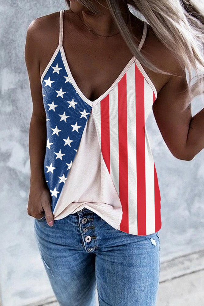 4Th of July Flag Print Tank Top for Women Summer Sleeveless Shirt