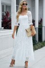 Long White Maxi Dress Smocked Lace Dress