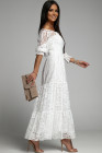 Long White Maxi Dress Smocked Lace Dress