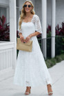 Long White Maxi Dress Smocked Lace Dress