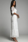 Long White Maxi Dress Smocked Lace Dress