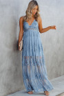 Women's Sleeveless Lace Mesh White Maxi Dress