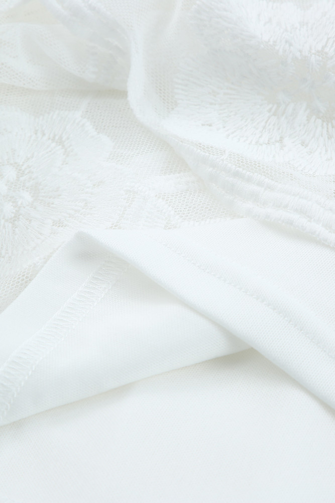 Women's Sleeveless Lace Mesh White Maxi Dress