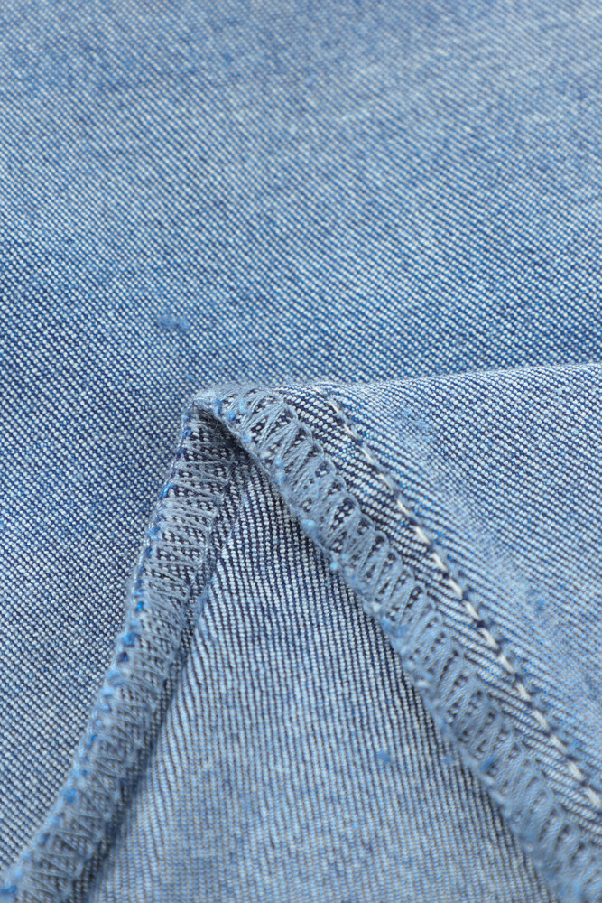 Womens Distressed Frayed Raw Hem Button Mid Waist Jeans